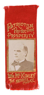 McKINLEY 1896 GRAPHIC RIBBON WITH LARGE REAL PHOTO.