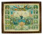WILSON WWI 1917 PRINT WITH TR, PERSHING, GEORGE WASHINGTON, LINCOLN AND WORLD LEADERS.