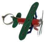 SPIRIT OF ST. LOUIS-INSPIRED TIN AIRPLANE RADIATOR ORNAMENT WITH FLAGS.