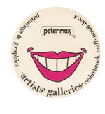 "PETER MAX" BUTTON FOR 1960s PHILADELPHIA AREA GALLERY SHOW FROM HAKE COLLECTION & CPB.