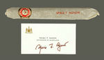 SPIRO T. AGNEW AUTOGRAPHED CARD WITH PERSONALIZED CIGAR BOX PLUS CIGAR.