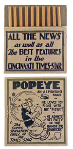 POPEYE DAILY STRIP "PULL QUICK" MATCHBOOK PROMO.