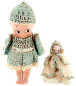 "KEWPIE DOLL" EARLY 1900s BISQUE FIGURE PAIR IN ROSE O'NEILL DESIGNED BOX.