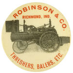 "ROBINSON & CO. THRESHERS, BALERS' ETC." RARE FARM EQUIPMENT BUTTON.