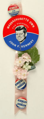 JFK CARDBOARD ON RIBBON WITH 3 BUTTONS.