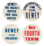 DEWEY NAME AND SLOGAN BUTTONS 1940-1944.