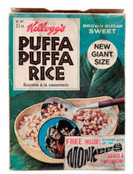 THE MONKEES RARE "KELLOGG'S PUFFA PUFFA RICE" CANADIAN CEREAL BOX.
