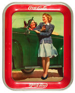 "DRINK COCA-COLA" 1942 SERVING TRAY - PRETTY GIRLS AND CONVERTIBLE.