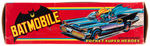 MEGO BATMOBILE WITH TWO POSEABLE POCKET SUPER HEROES IN BOX.