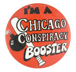 LARGE & GRAPHIC CHICAGO 8 ANTI-CONSPIRACY TRIAL BUTTON.