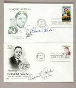 CIVIL RIGHTS LEGEND "ROSA PARKS" SIGNED FIRST DAY COVERS FOR HARRIET TUBMAN/RALPH BUNCHE.
