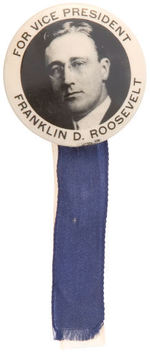 RARE FDR "FOR VICE PRESIDENT" REAL PHOTO BUTTON.
