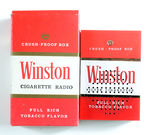 "WINSTON" FIGURAL CIGARETTE PACK RADIO IN ORIGINAL BOX.