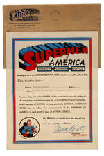 SUPERMAN "SUPERMEN OF AMERICA" EARLY MEMBERSHIP KIT.
