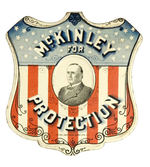 HUGE 4”x4” LITHO TIN BADGE “McKINLEY FOR PROTECTION.”