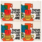 “KING FEATURES SYNDICATE” SET OF FIVE BOXED HOLIDAY PROMO GIFT COASTERS.