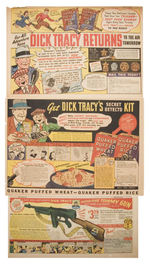 DICK TRACY/QUAKER CEREAL PREMIUMS SUNDAY COMICS ADS.