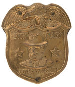"DICK TRACY" EARLY AND LARGE HIGHLY EMBOSSED SHIELD WITH REVERSE POUCH.