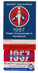 "CAPTAIN MIDNIGHT 1957 RARE FLIGHT COMMANDER HANDBOOK WITH DECODER, CARD AND MAILER.
