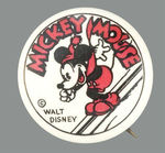 MICKEY ON SKIS RARE CELLULOID VERSION AD BUTTON.