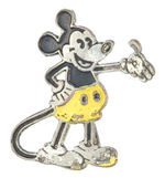 MICKEY 1930s CLASSIC POSE SILVERED BRASS PIN.