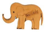 "WILLKIE" WOODEN ELEPHANT PIN.