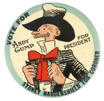 "ANDY GUMP FOR PRESIDENT" 1924 MIRROR WITH "FOR CORONER" TEXT.