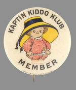 ANNOUNCEMENT CARD 1909 AND BUTTON FOR EARLY STRIP BY CAMPBELL KIDS CREATOR.