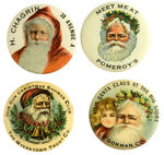 FOUR SANTA BUTTONS OF EXCELLENT QUALITY CIRCA 1910-1920s.