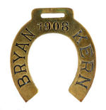 "BRYAN KERN 1908" BRASS DIE-CUT HORSESHOE WATCH FOB.
