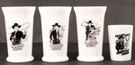 "HOPALONG CASSIDY BREAKFAST/LUNCH/DINNER MILK" AND JUICE GLASSES.