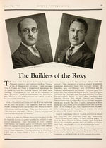 ROXY THEATRE OPENING IN “MOTION PICTURE NEWS THEATRE BUILDING AND EQUIPMENT” 1927 BUYERS GUIDE.