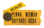 "VOTES FOR WOMEN" BUTTON ON RARE RIBBON WITH STICKPIN.