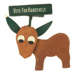 "VOTE FOR ROOSEVELT" LEATHER DONKEY PIN.