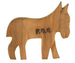 "F.D.R." HAND CARVED WOOD DONKEY PIN.