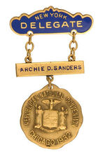 PERSONALIZED NY DELEGATE BADGE TO 1932 NATIONAL CONVENTION.
