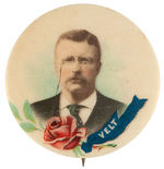 THEODORE ROOSEVELT 1904 CHOICE FULL COLOR REBUS BUTTON.