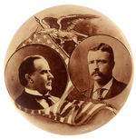 McKINLEY & ROOSEVELT GRAPHIC REAL PHOTO SEPIA JUGATE BUTTON.
