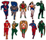THE JUSTICE LEAGUE OF AMERICA SET OF 10 EMBROIDERED PATCHES.