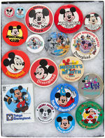 MICKEY MOUSE 38 BUTTONS & PINS SPANNING 40 YEARS c.1960-2000.