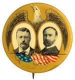 ROOSEVELT JUGATE FEATURING SUPERBLY COLORED EAGLE AND FLAG ON GOLD BKG. HAKE #17.