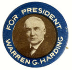 “FOR PRESIDENT WARREN G. HARDING” RARE PORTRAIT BUTTON HAKE #2020.