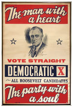 FDR “THE MAN WITH A HEART/THE PARTY WITH A SOUL” LARGE PAPER BANNER.