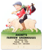 "AUCHEY'S FARM VIEW GREENHOUSES" DIECUT/EMBOSSED AD.