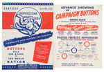 1948-52 SALES SHEETS/PRICE LISTS FROM THE GREEN DUCK BUTTON CO. ARCHIVES.