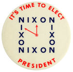 “IT’S TIME TO ELECT NIXON PRESIDENT” SCARCE 1960 BUTTON HAKE #2097.