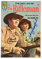 “THE RIFLEMAN” DELL COMIC NO. 9 SIGNED BY CHUCK CONNERS AND JOHNNY CRAWFORD.