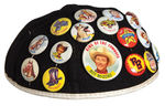 ROY ROGERS 1953 COMPLETE BUTTON SET FROM “POST’S GRAPE-NUTS FLAKES” ON VINTAGE BEANIE.