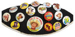 ROY ROGERS 1953 COMPLETE BUTTON SET FROM “POST’S GRAPE-NUTS FLAKES” ON VINTAGE BEANIE.