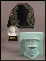GENERAL DOUGLAS MacARTHUR POLISHED ANTHRACITE/SNOW GLOBE/BOOKEND.